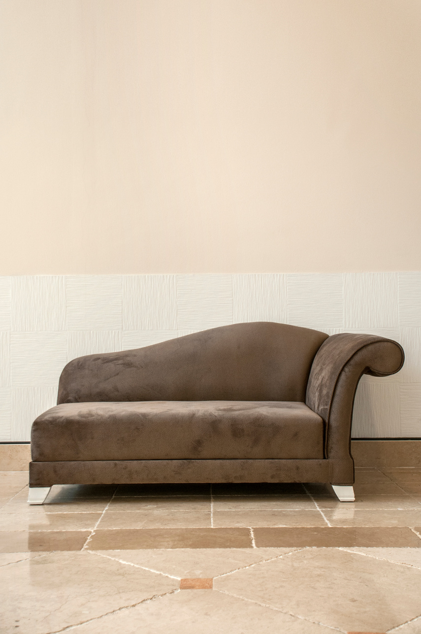 Brown leather sofa