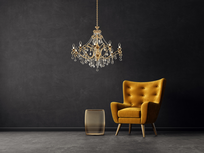 Yellow Chair with Chandelier 