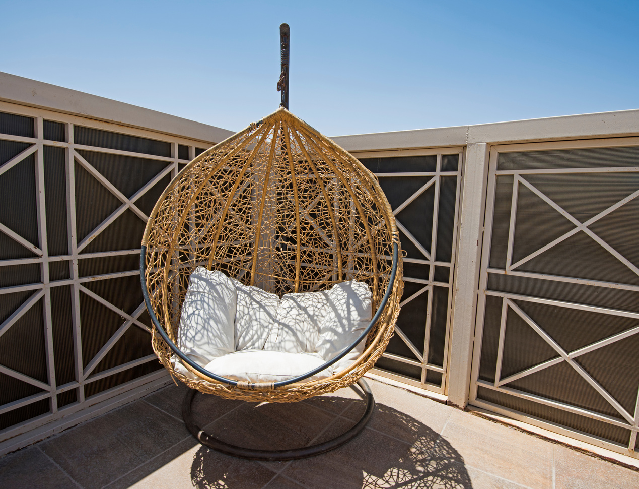 Sun lounger egg chair on terrace area